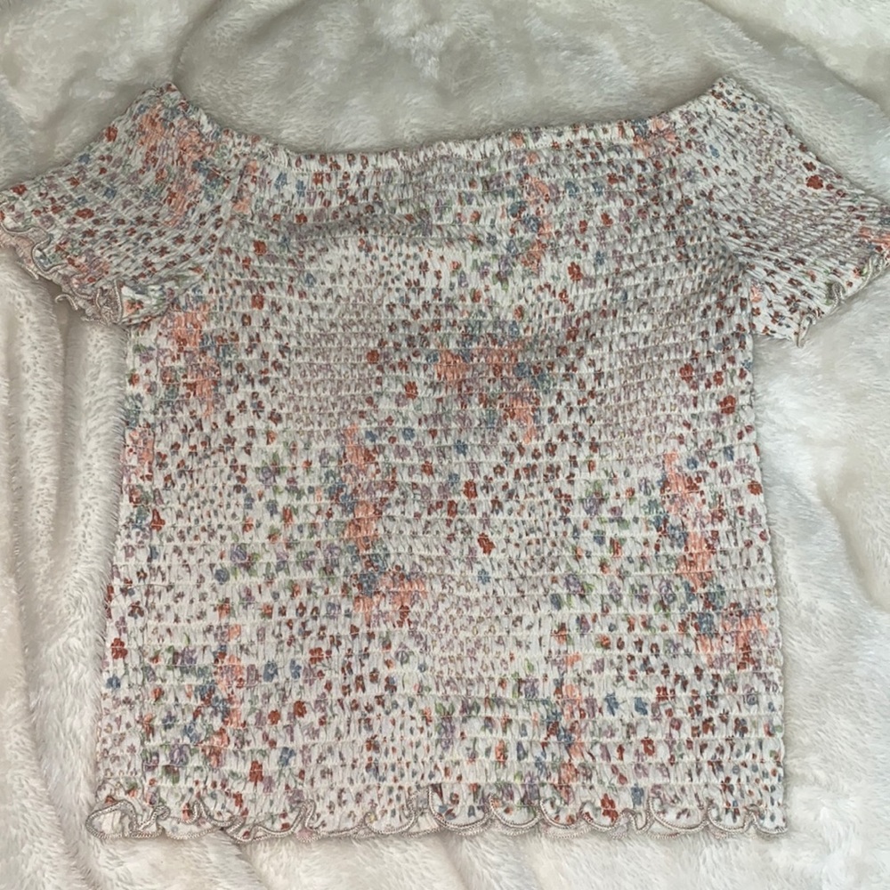 off the shoulder floral crop top